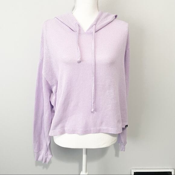 Victoria’s Secret pink purple mesh hooded sweatshirt size large - Picture 1 of 8